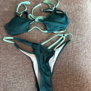 Zaful Dark Teal and Light Mint Bikini Set